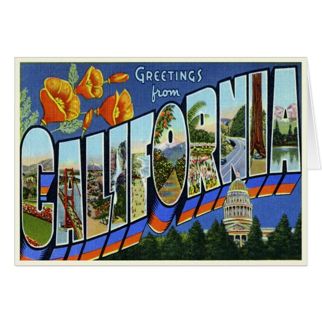 Tarjeta de California del vintage (Anverso (Horizontal))