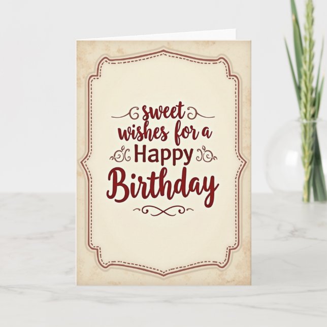Tarjeta de Caligrafía de Dulces Deseos (Anverso)