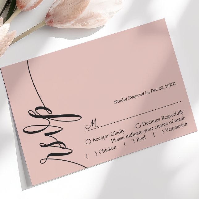 Tarjeta de caligrafía elegante de coral suave Boda (Subido por el creador)