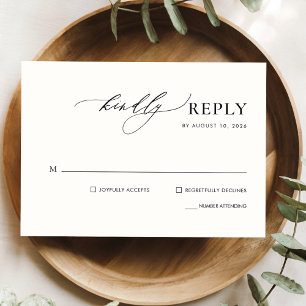 Tarjeta de caligrafía manuscrita simple Boda RSVP