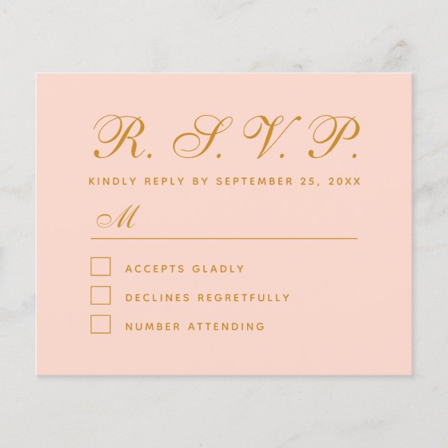 Tarjeta de caligrafía simple RSVP de presupuesto r (Anverso)