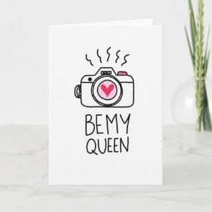 Tarjeta de cámara romántica sé mi reina