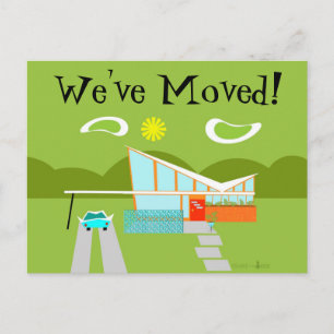 Tarjeta de cambio de dirección de casa retro de Pa