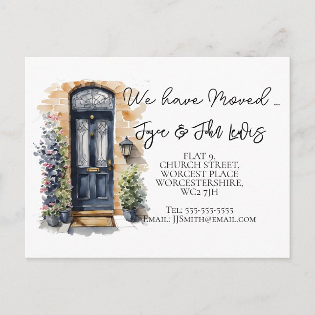 Tarjeta de cambio de dirección dibujada a mano (Anverso)