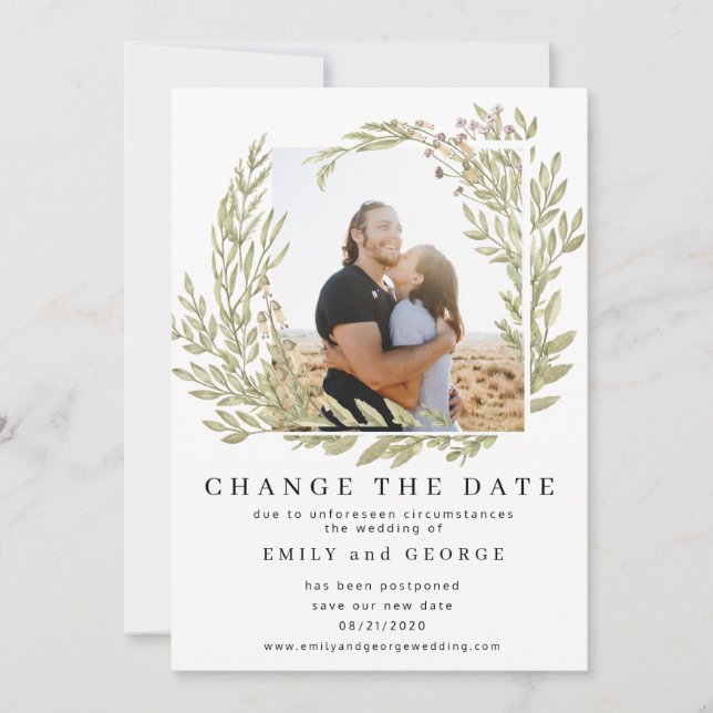 Tarjeta de Cambio de Fecha con Foto de Vegetación  (Anverso)