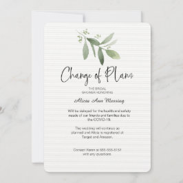 Tarjeta de cambio de plan de ducha de boda