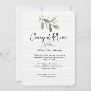 Tarjeta de cambio de plan de ducha de boda