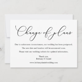 Tarjeta De Cambio De Planes De Boda De Caligrafía