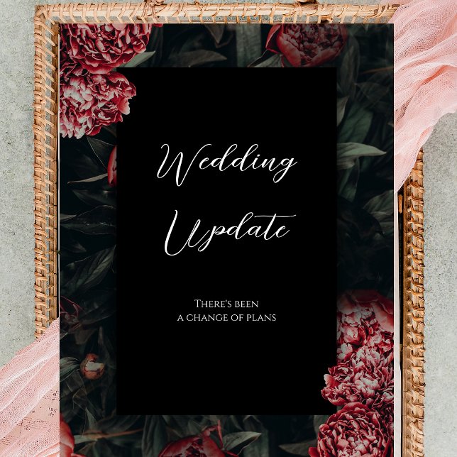 Tarjeta de cambio de Planes de Boda gótico floral (floral gothic wedding cancellation wedding postponement card)