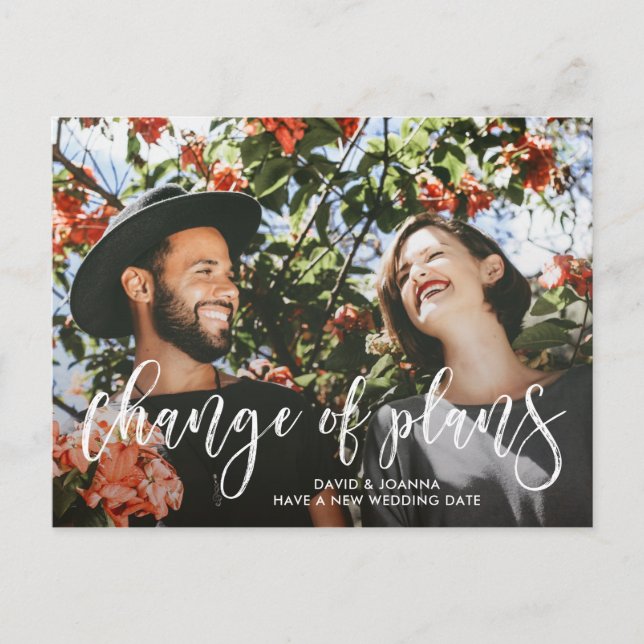 Tarjeta de cambio de planes de boda pospuesta con  (Anverso)