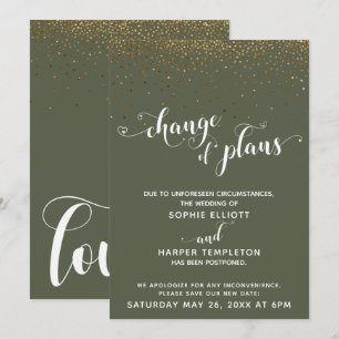 Tarjeta de cambio de planes Gold Confetti & Chive 