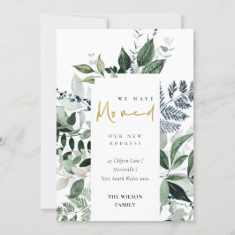 Tarjeta de cambio de ubicación Green Gold Greenery