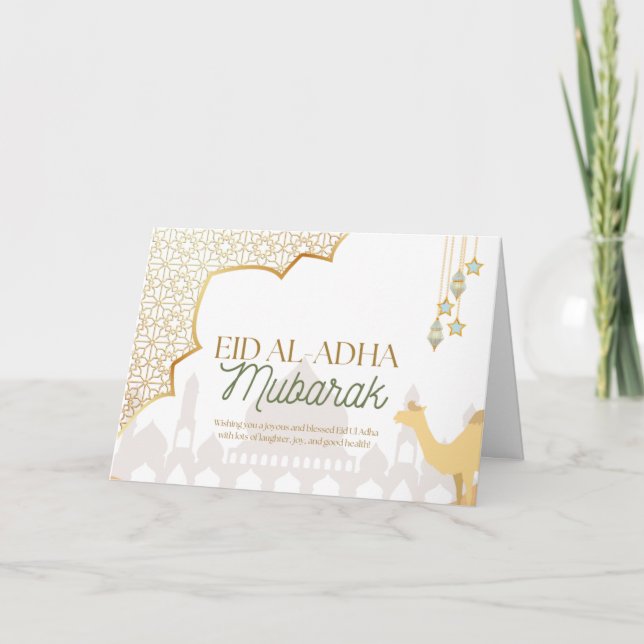 Tarjeta de Camello Eid Al-Adha Mubarak 2026 (Anverso)