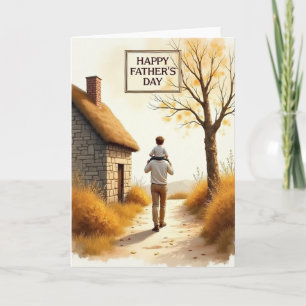Tarjeta de caminata del Día del Padre Otoñal