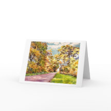 tarjeta de camino rural de otoño