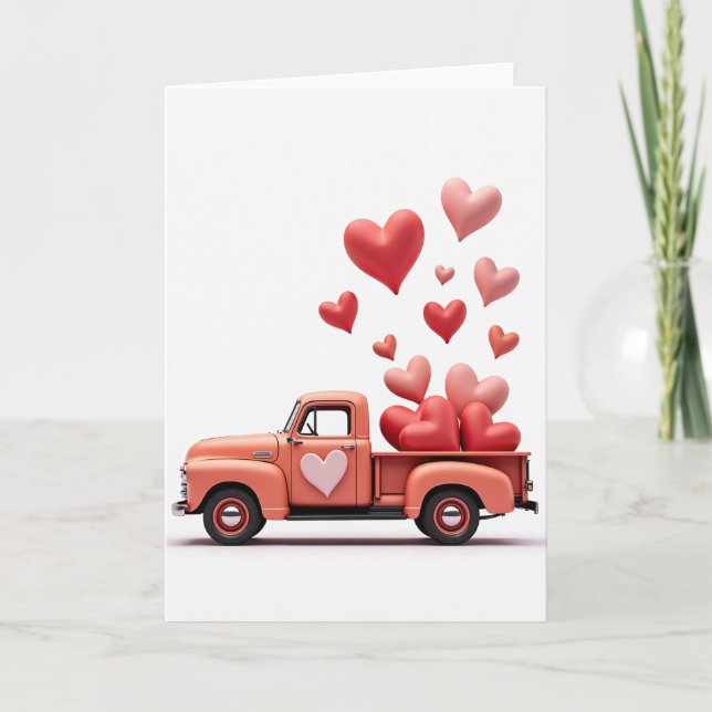 Tarjeta de Camión Corazones de San Valentín (Anverso)