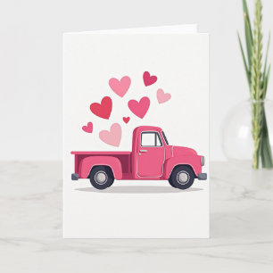 Tarjeta de Camión de Entrega de Amor Rosa