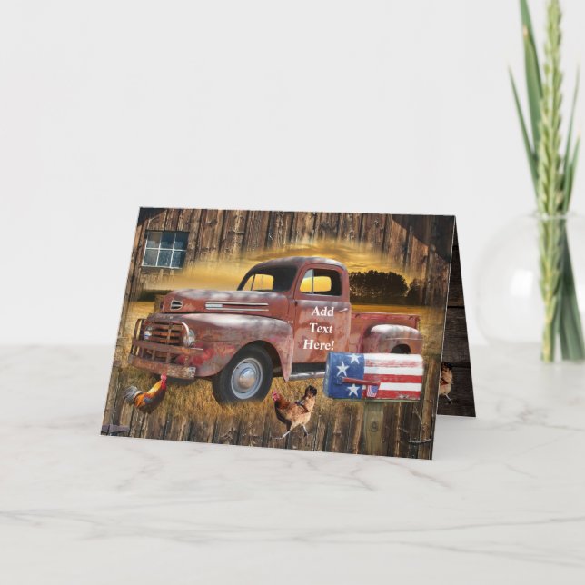 Tarjeta de camión rojo vintage (Anverso)