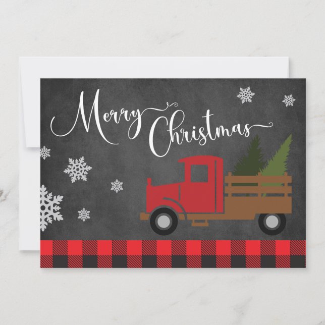 Tarjeta de camionetas de Navidades rojos rojos de  (Anverso)