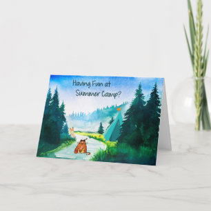 Tarjeta de campamento de verano para niño o niña c