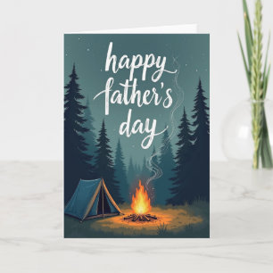 Tarjeta de campamento del Día del Padre bajo las e