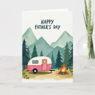 Tarjeta de campamento del Día del Padre dulce