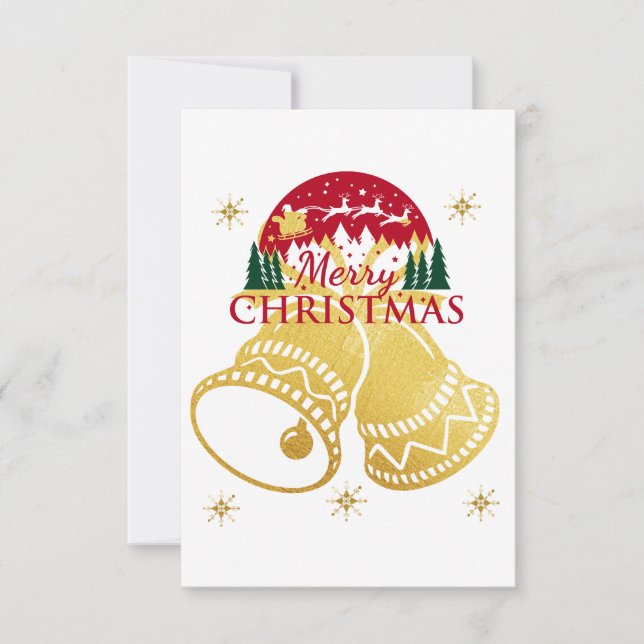 Tarjeta de campana dorada de Feliz Navidad (Anverso)