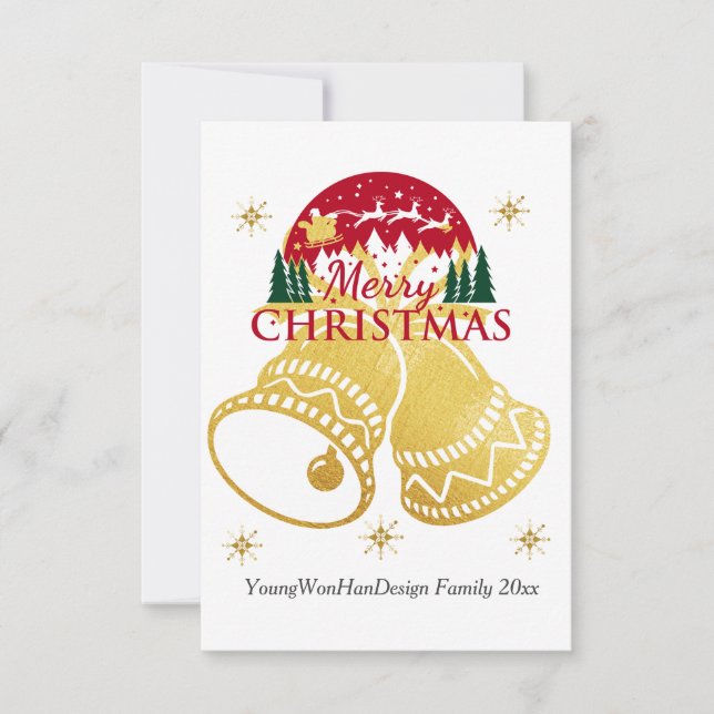 tarjeta de Campana Dorada personalizada Merry Chri (Anverso)