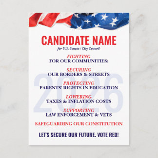 Tarjeta de Campaña Electoral para Candidato Republ