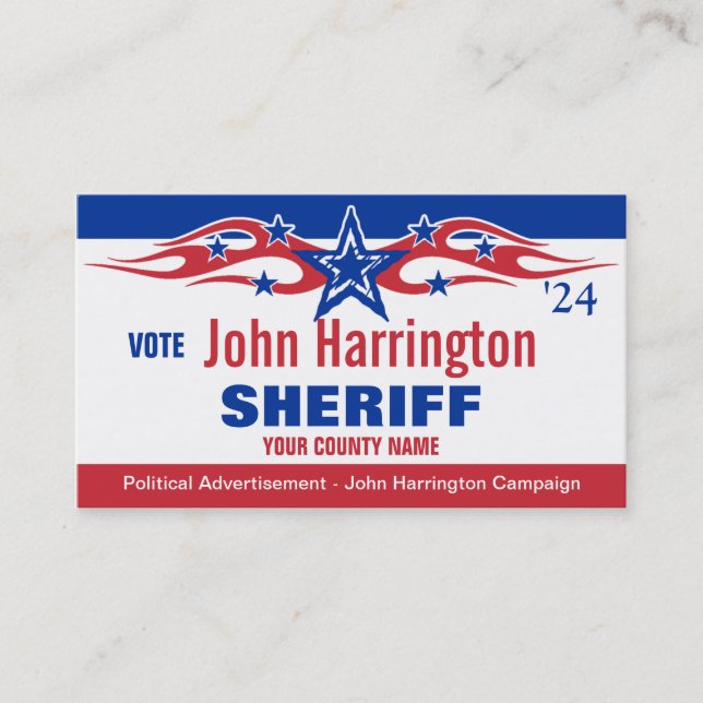 Tarjeta de campaña política - Sheriff (Anverso)