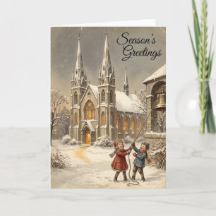 Tarjeta de campanas de iglesia de Navidad para niñ