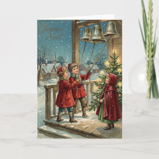 Tarjeta de campanas vintage Joyeux Noel (Anverso)
