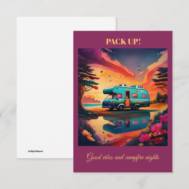 Tarjeta de camping: tarjeta de notas de aventuras  (Anverso / Reverso)