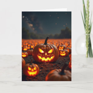 Tarjeta de campo brillante de Halloween feliz
