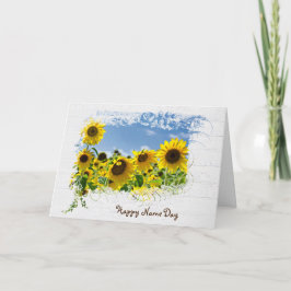 Tarjeta de campo de girasol de día de nombre