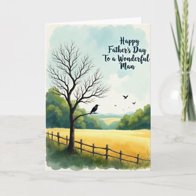 Tarjeta de Campo Rústica para el Día del Padre (Anverso)
