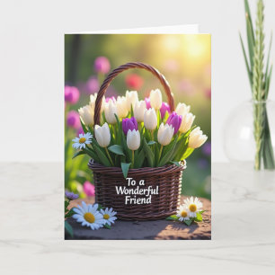 Tarjeta de Canasta Floral de Lunares