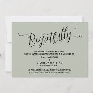 Tarjeta de cancelación de boda del sabio elegantem