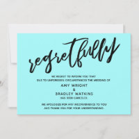 Tarjeta de Cancelación de Boda Light Aqua con Arre