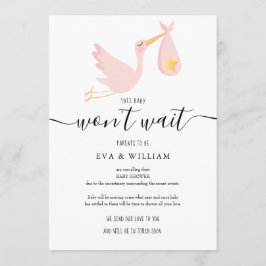 Tarjeta de cancelación de chispa rosa Baby Shower