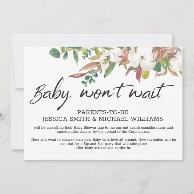 Tarjeta de cancelación de virus Baby Shower Corona (Anverso)