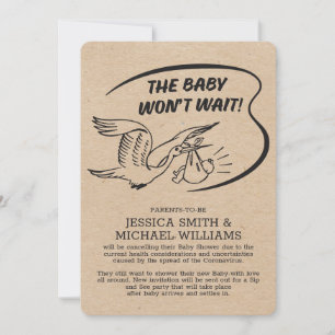 Tarjeta de cancelación de virus Baby Shower Corona