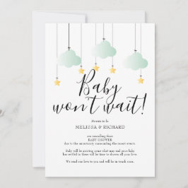 Tarjeta de cancelación neutral para baby shower y 