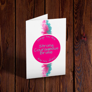 Tarjeta De Cáncer Rosa Y Verde azulado