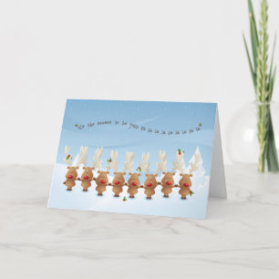 Tarjeta de canción navideña de Navidades renos