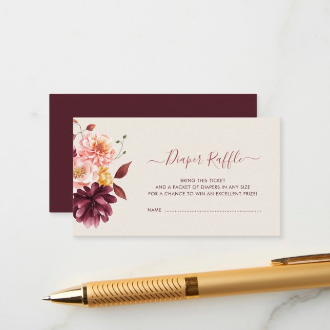 tarjeta de canje de pañales floral de caída de beb (Anverso/Reverso In Situ)