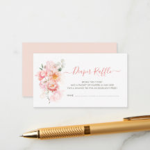 tarjeta de canje de pañales florales rosa en flor