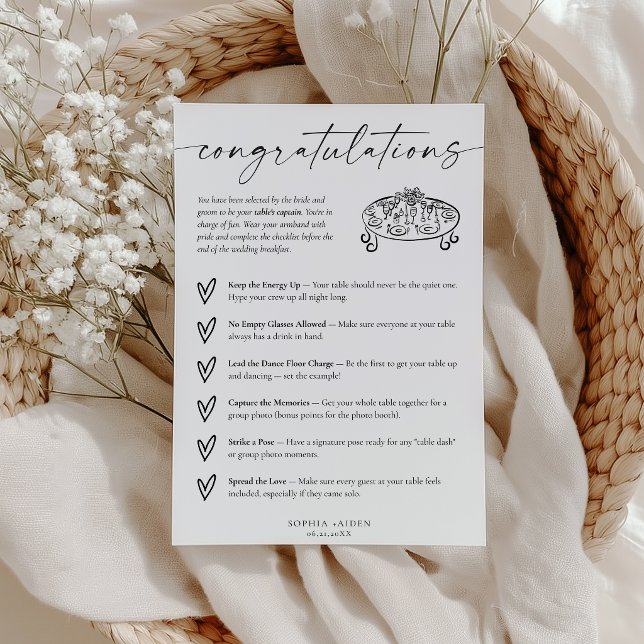Tarjeta de Capitán de Mesa para Boda (Subido por el creador)