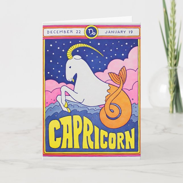 Tarjeta de Capricornio con Letterpress (Anverso)
