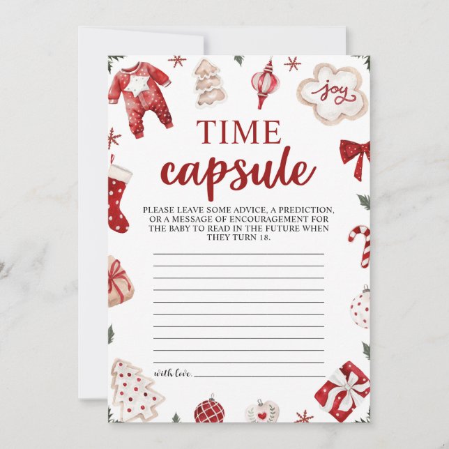 Tarjeta de cápsula de tiempo Baby Shower para Navi (Anverso)